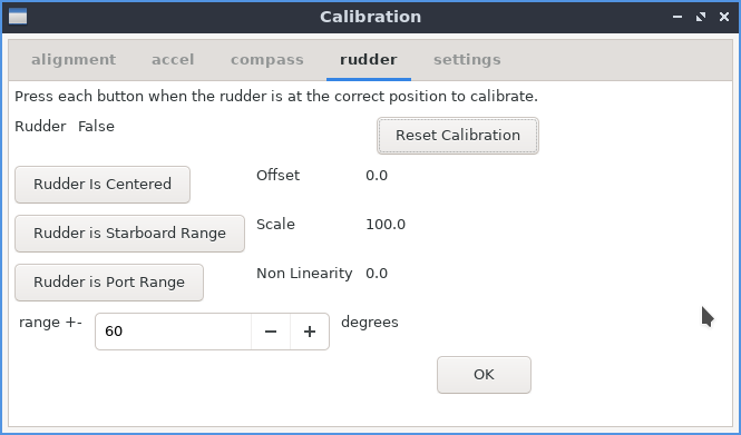 rudder calibration
